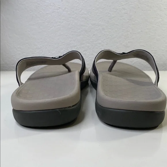 Vionic Women's Aloe Leather Pewter Metallic Flip Flop Thong Sandals Size 11 - Picture 6 of 10